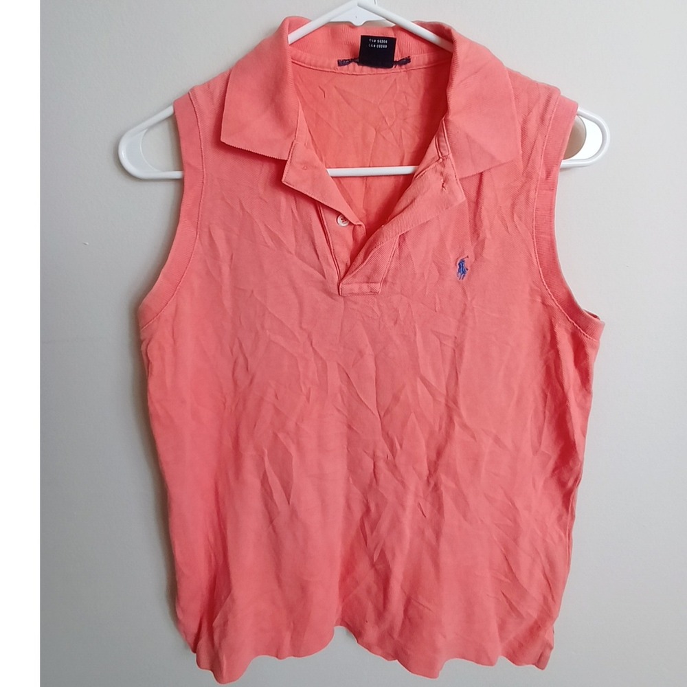 Ralph Lauren Sport Sleeveless Polo Women S Coral Pink Excellent Pique Cotton